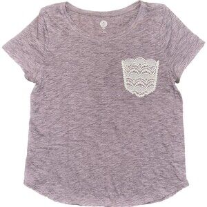 So | Muted Plum Crocheted Pocket Tee | Medium